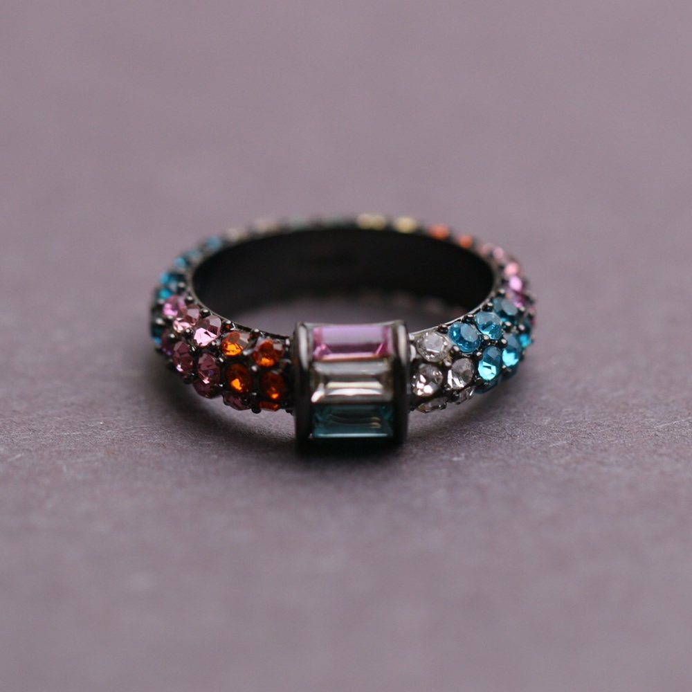 Oroton Colorful Crystal Ring in Size 8